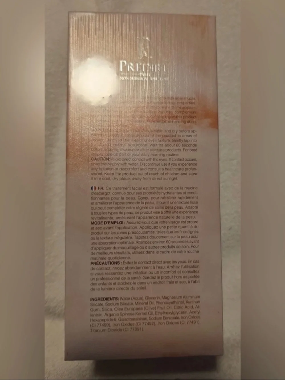 PREDIRE PARIS Snail Mucin Instant 60 Second Wrinkle Remover ~ Retail $1400